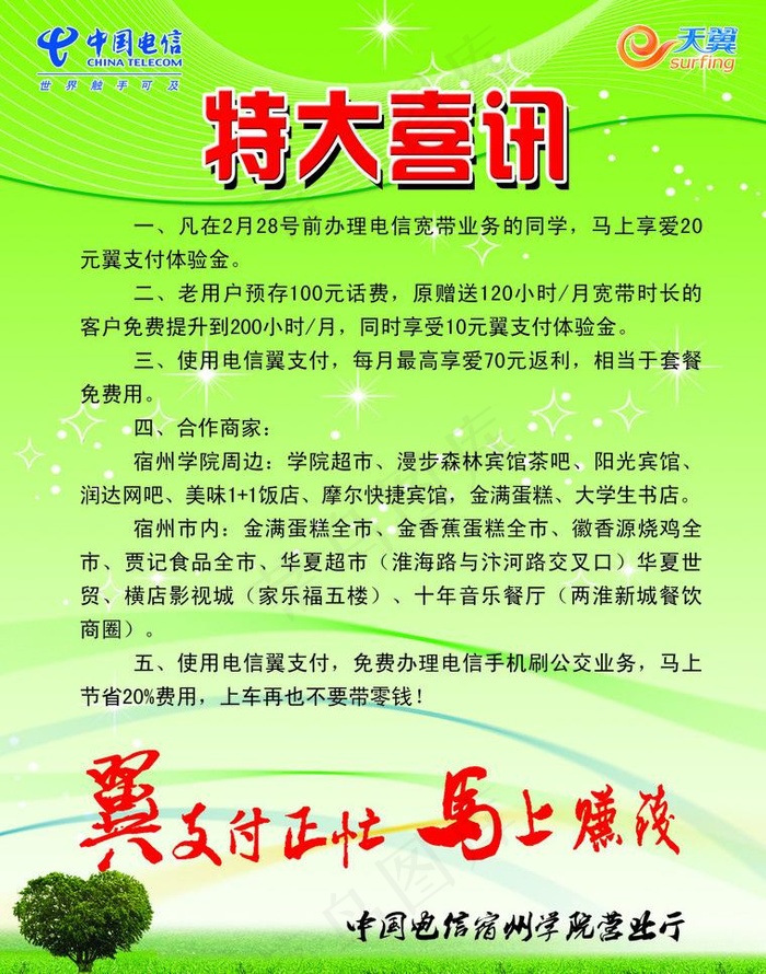 电信翼支付宣传彩页图片(2551X3437(DPI:300))psd模版下载