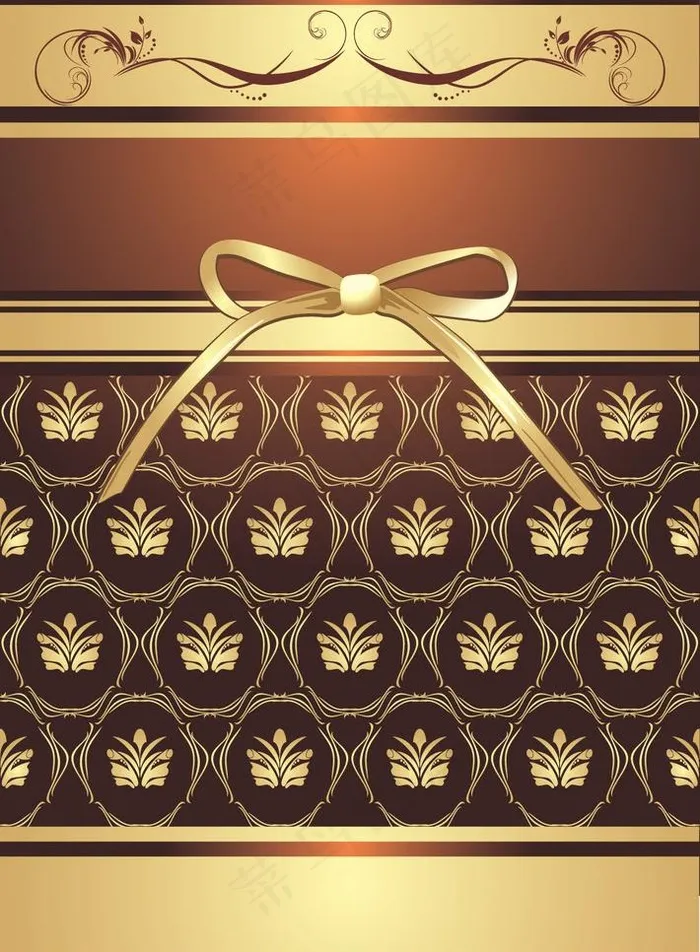 欧式花纹 金色丝带图片eps,ai矢量模版下载