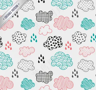 卡通云卡通雨滴素材图案背景
