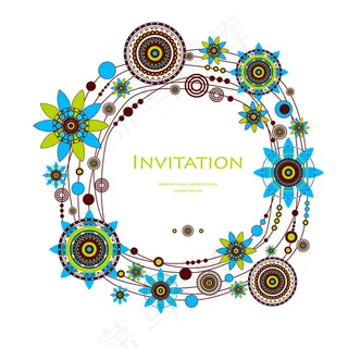 清雅小鸟花卉纹饰矢量素材-3