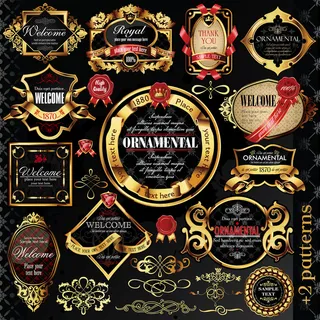 欧式金色边框标签矢量素材