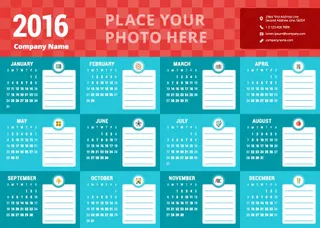 2016猴年日历模板矢量素材V.49
