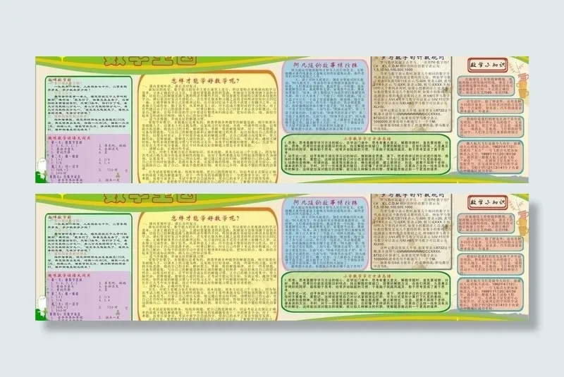 小学数学知识展板图片cdr矢量模版下载