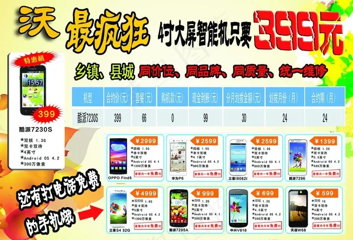 联通手机宣传单图片psd模版下载