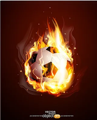 烈焰足球背景矢量素材图片