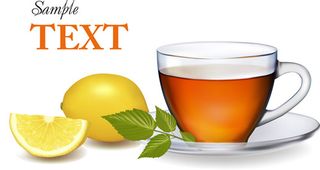 逼真茶壶茶杯矢量素材