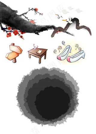 水墨风滴墨墨梅梅花素材