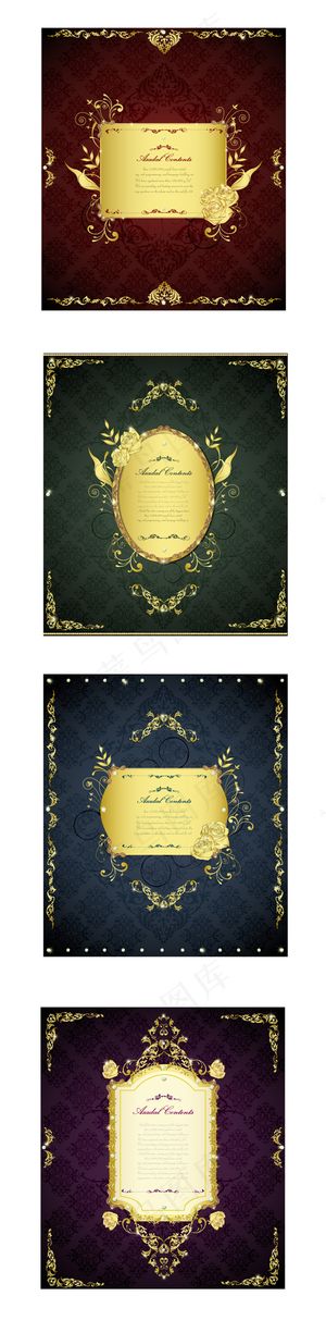 华丽金色花边边框矢量素材-4