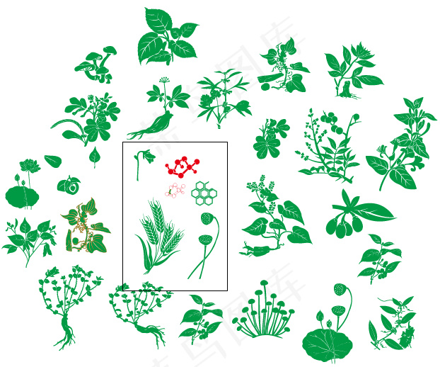 植物剪影矢量素材