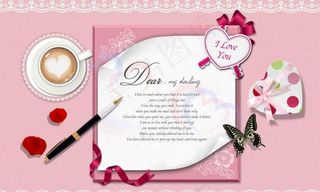 浪漫情人节情书背景图片