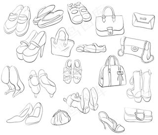 手绘矢量鞋包