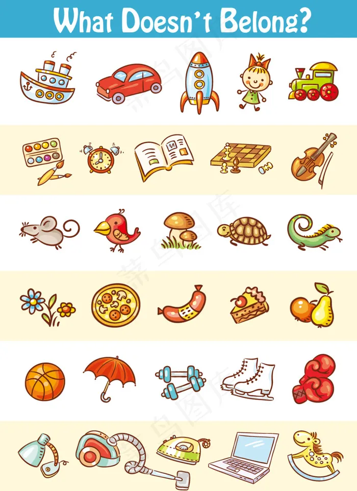 卡通动物与生活用品eps,ai矢量模版下载