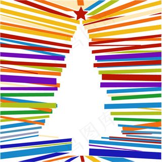 缤纷线条拼出的圣诞树