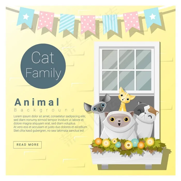 窗前的猫咪漫画图片eps,ai矢量模版下载