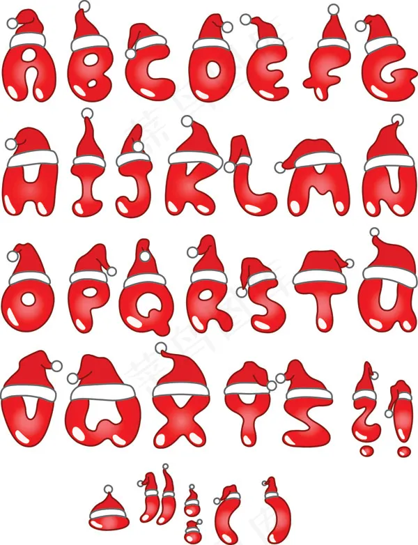 卡通圣诞节英文字体矢量素材eps,ai矢量模版下载