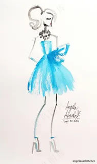 蓝色蝴蝶结抹胸裙设计图 蓝色蝴蝶结抹胸裙设计图