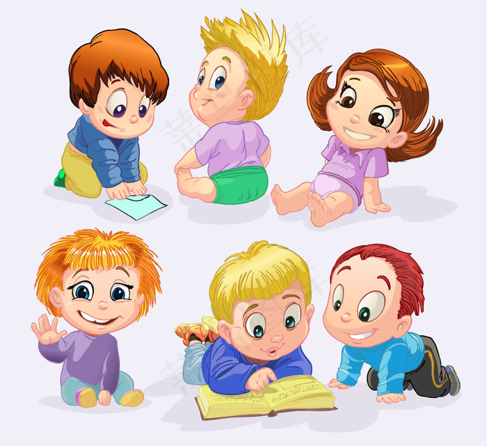 卡通纯真孩童矢量素材