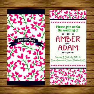 手绘心形婚礼花纹背景图片