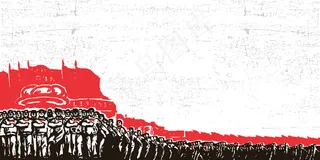 矢量复古手绘劳动节海报背景设计图