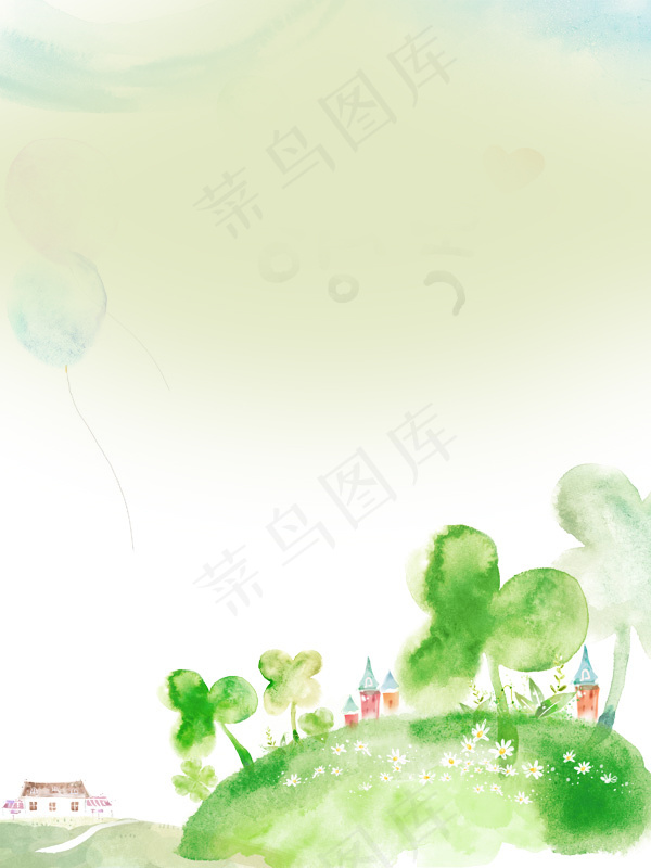 韩国风 绿色水彩画psd模版下载