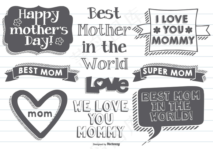 手绘母亲节标签# X27；