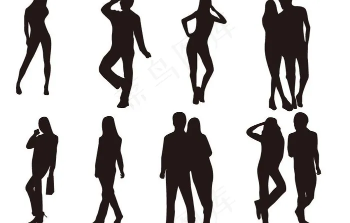 人物剪影图片eps,ai矢量模版下载
