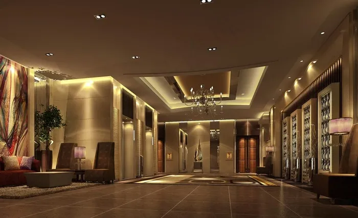 简欧风格酒店电梯厅效果图
