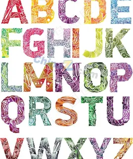 炫彩花纹字母矢量素材