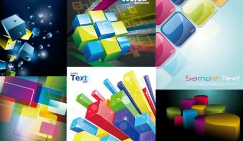 六款色彩斑斓的立体背景矢量素材eps,ai矢量模版下载