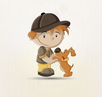 小孩与小狗图片