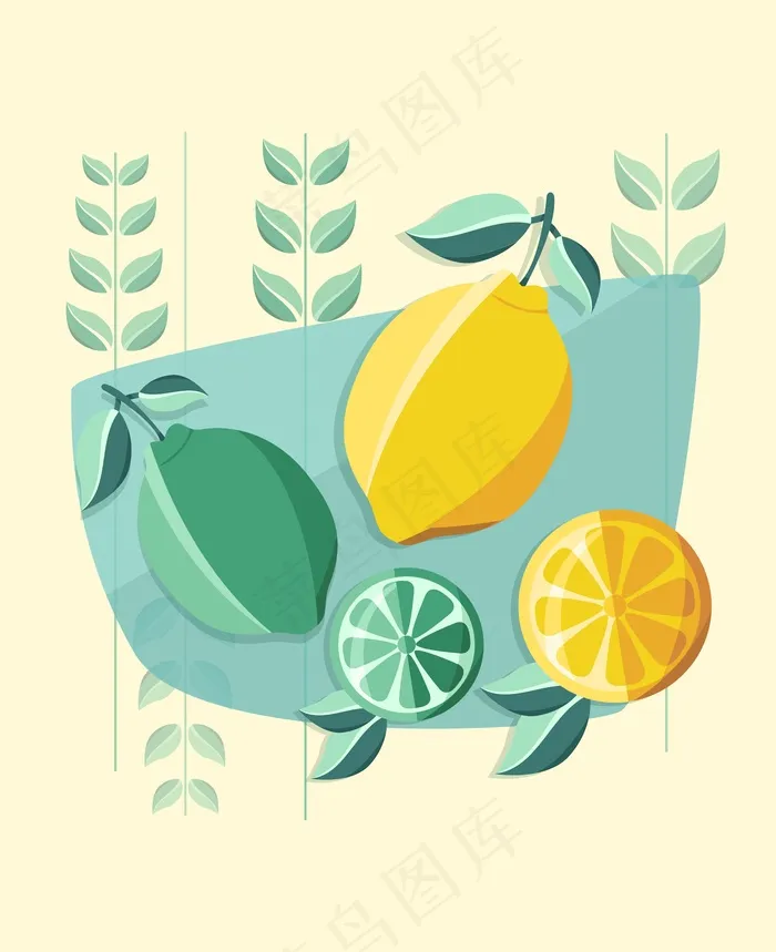 植物水果装饰图案插画
