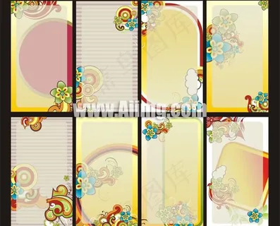 潮流花纹展板海报背景矢量素材