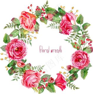 卡通手绘玫瑰花花环边框 卡通手绘玫瑰花花环边框