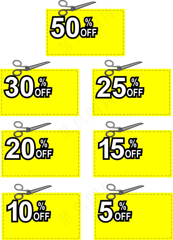 剪刀剪优惠券%符号eps,ai矢量模版下载
