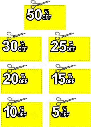 剪刀剪优惠券%符号