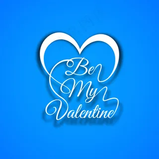 蓝色情人节爱心艺术字矢量素材