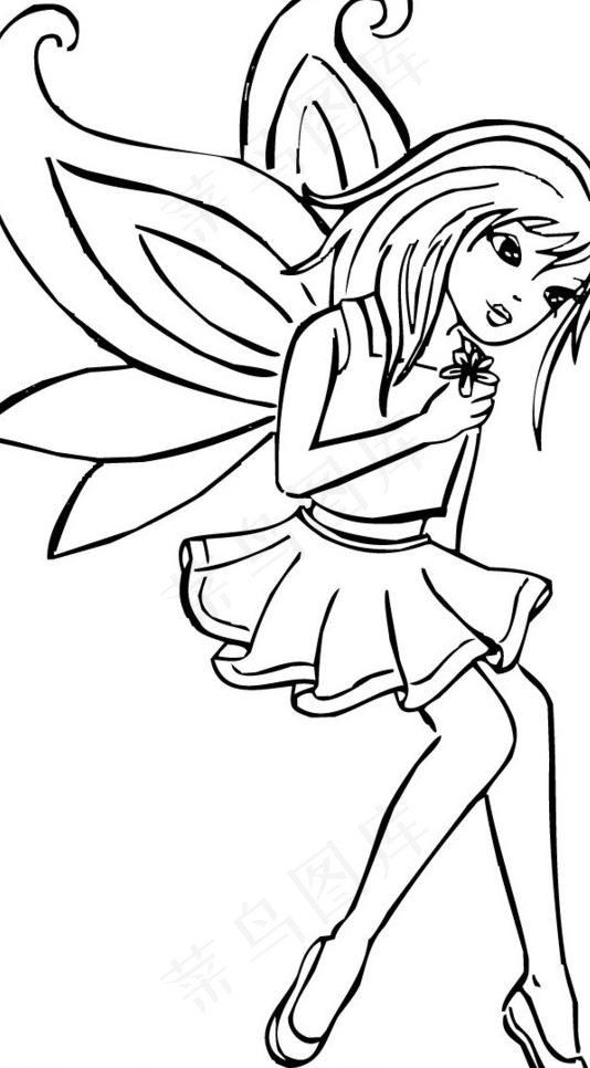 女孩插画图片ai矢量模版下载