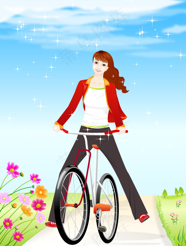 骑脚踏车的女孩之二