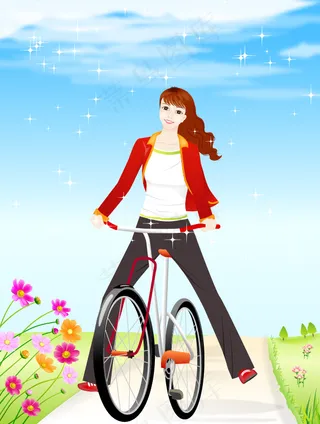 骑脚踏车的女孩之二
