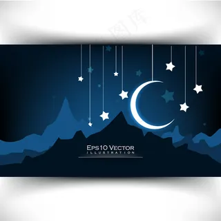 精美矢量新月插画