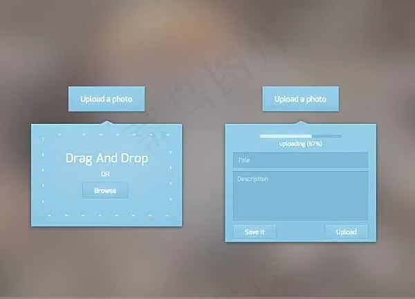 蓝色UI界面设计psd模版下载