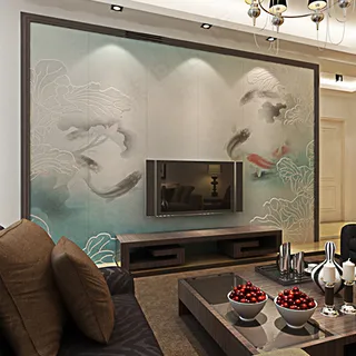 尚佳品革中式经典皮雕软包背景墙荷悦