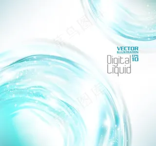 蓝色动感水波水流 梦幻背景图片