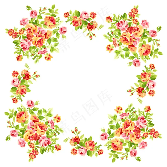 玫瑰花边框素材psd分层(4724X4724(DPI:300))psd模版下载