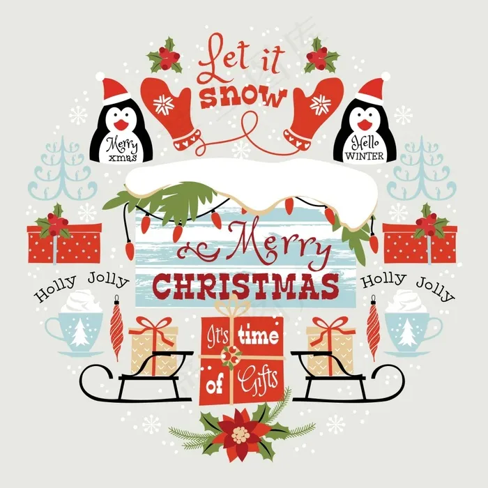 冬天的礼物ai矢量模版下载