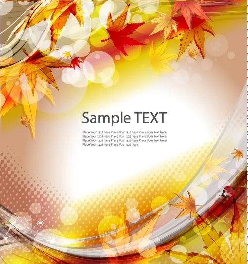 金黄树叶动感流线背景矢量素材