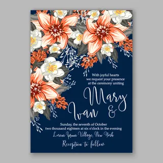 手绘花朵花卉婚礼请贴图片