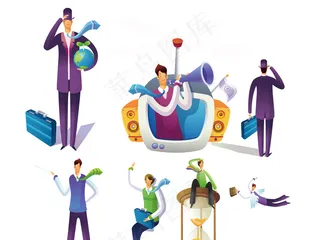 卡通商务人物剪影