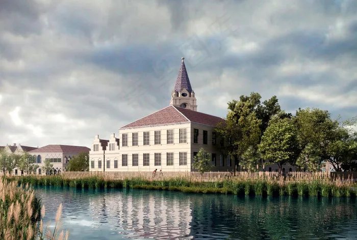 美式滨水建筑图片