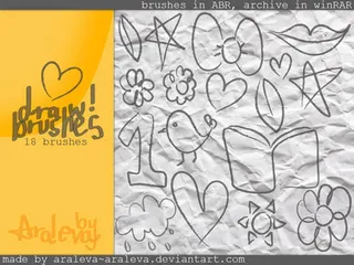 手绘童趣涂鸦照片装饰元素PS笔刷